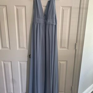Chic Sleeveless Light Blue Maxi Dress